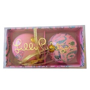 Lilly Pulitzer Pink Mermaid Coastal Christmas Ornament Set of 2 with Box